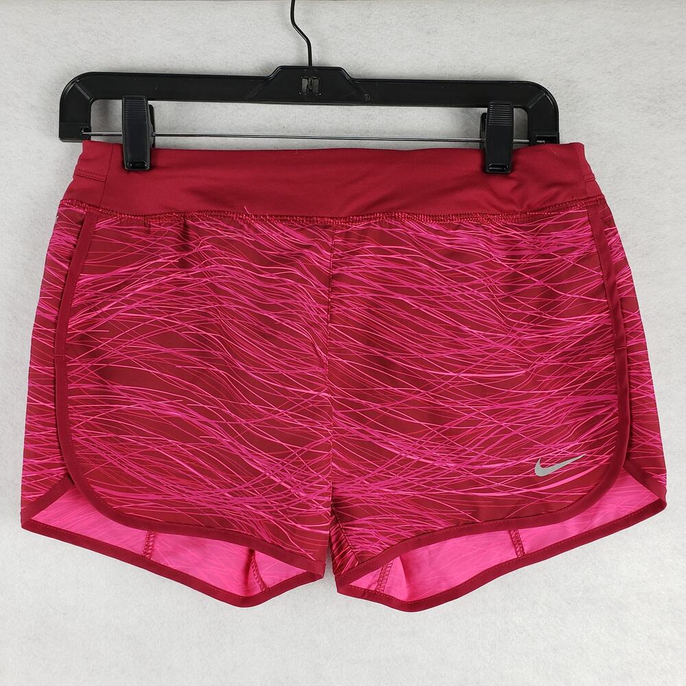 Nike Girls L Dri-Fit Athletic‎ Shorts Fuchsia Pink Swirl Stripes Lined Running